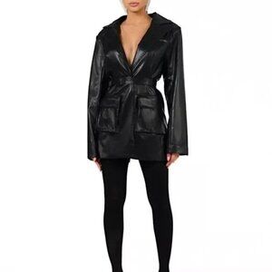 Naked Wardrobe Belt Buckle Blazer in Black